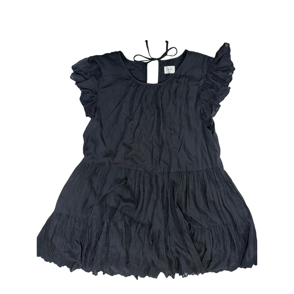 Wilfred Black Mini Dress Sz M Babydoll Fairy Ruffle Tiered Boho Cottagecore